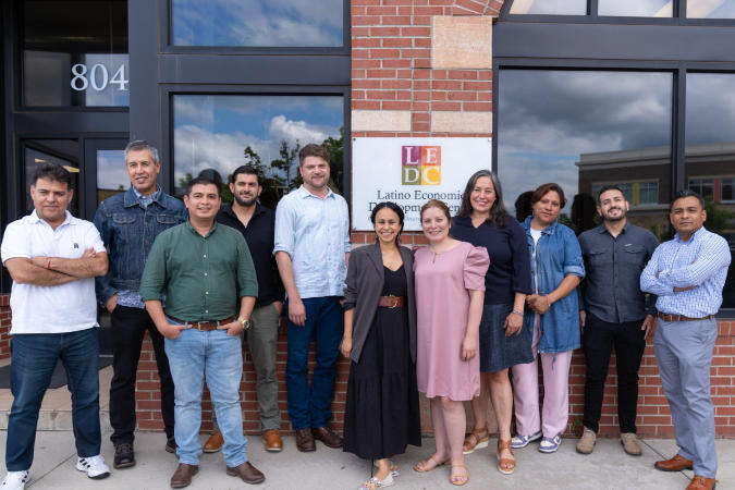 Group of people outside a store